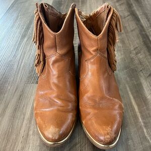 Fringed Tan Ankle Boots